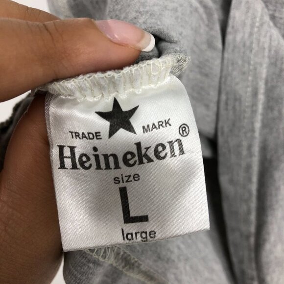 Heineken Grey Promo Merch V Neck Short Sleeve T Shirt size L but ~M - Picture 5 of 15